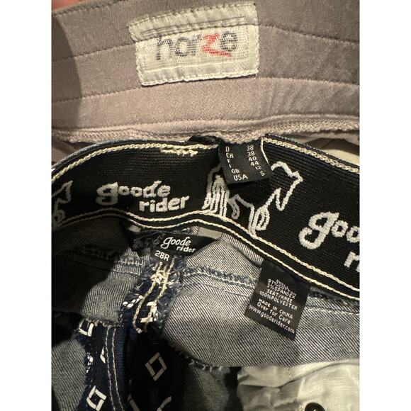 Goode Rider blue denim with white print & Horze gray breeches bundle size 28 R - Picture 12 of 16